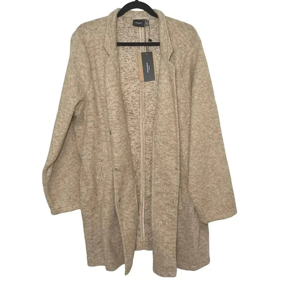 NWT Vera Moda Women’s Plus Size Brushed Katrine Coat Beige Size 18 - Picture 8 of 9